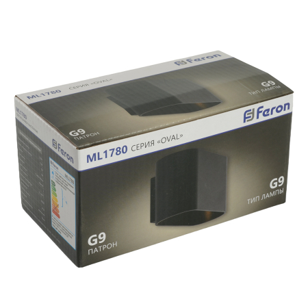 Светильник настенный Feron ML1780 Oval MR16 35W, 230V, G9,15W, чёрный IP20 48435