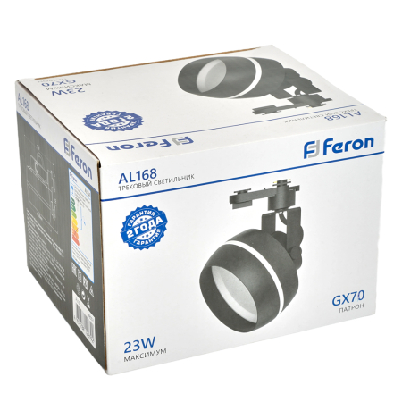Светильник Feron AL168 трековый однофазный на шинопровод под лампу GX70, черный 48553