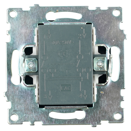 Переключатель перекрестный 1-клавишный (механизм), STEKKER GLS10-7110-05, 250V, 10А, серия Катрин, черный 49177