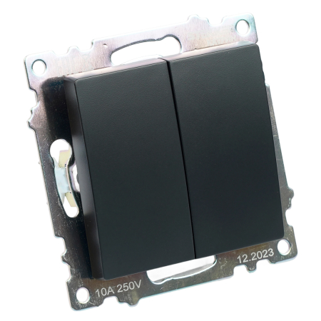 Переключатель 1-клавишный (механизм), STEKKER GLS10-7107-05, 250V, 10А, серия Катрин, черный 49167