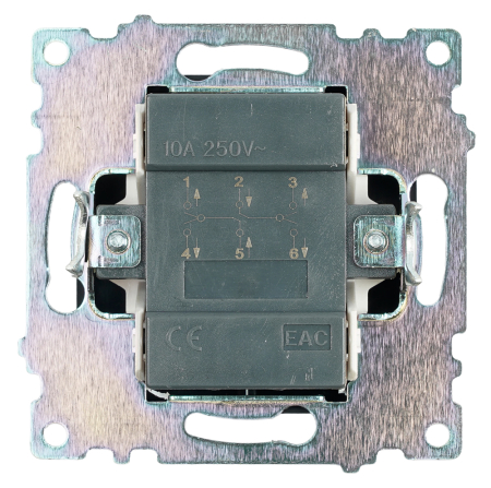 Переключатель 1-клавишный (механизм), STEKKER GLS10-7107-05, 250V, 10А, серия Катрин, черный 49167