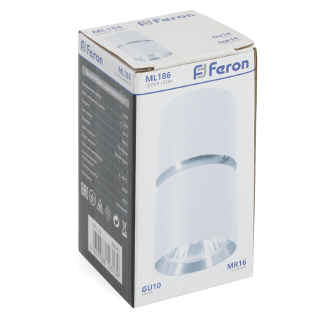 Светильник потолочный Feron ML186 Barrel ZEN MR16 GU10 35W 230V, белый, хром 48640