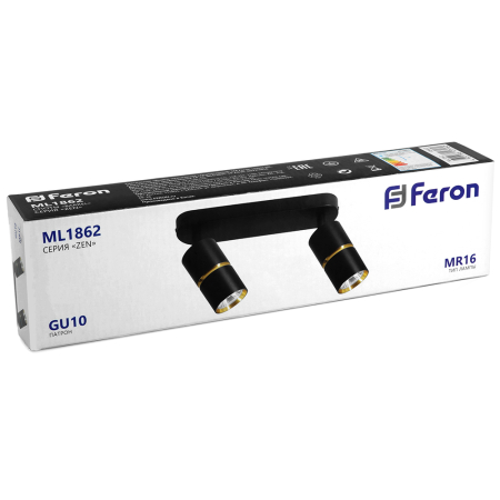 Светильник Feron ML1862 ZEN настенно-потолочный под лампу  GU10, чёрный, золото 48643