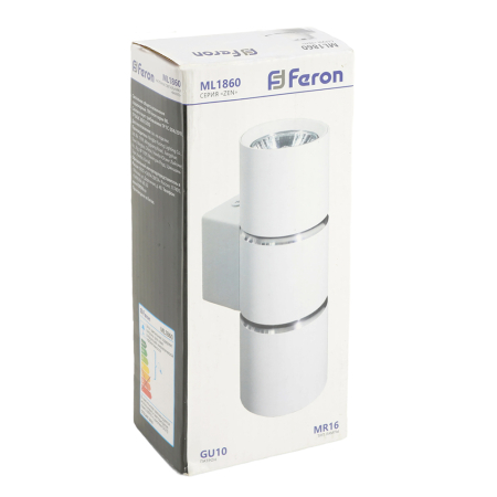 Светильник  настенный Feron ML1860 ZEN MR16 35W, 230V, 2*GU10, белый, хром IP20 48650