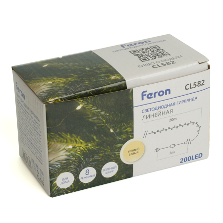 Светодиодная гирлянда Feron CL582 линейная Нить 220V 2700K c питанием от сети 48631