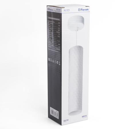 Светильник потолочный Feron ML1878 на подвесе  MR16 35W 230V, белый  55*200 48656