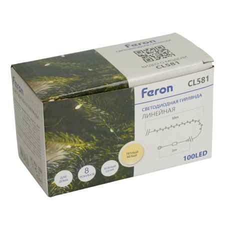 Светодиодная гирлянда Feron CL581 линейная Нить 220V 2700K c питанием от сети 48628