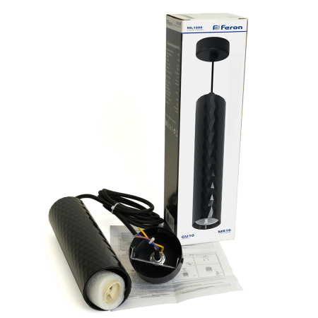 Светильник потолочный Feron ML1888  на подвесе MR16 35W, 230V, чёрный 55*200 48670