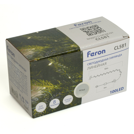 Светодиодная гирлянда Feron CL581 линейная Нить 220V 5000K c питанием от сети 48629