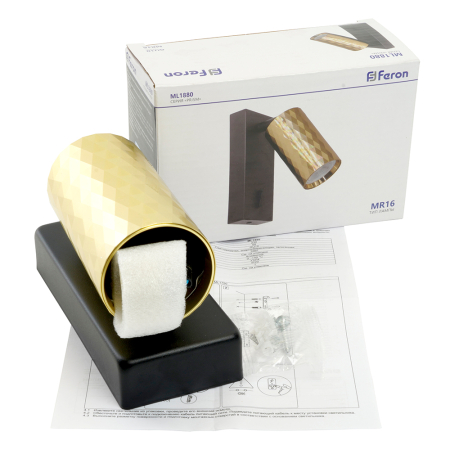 Светильник Feron PRISM ML1880   35W, 230V, GU10, золото и чёрный 48671