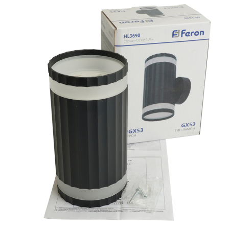 Светильник  настенный Feron HL3690 QUAD 12W, 230V, 2*GX53,  чёрный IP20 48680