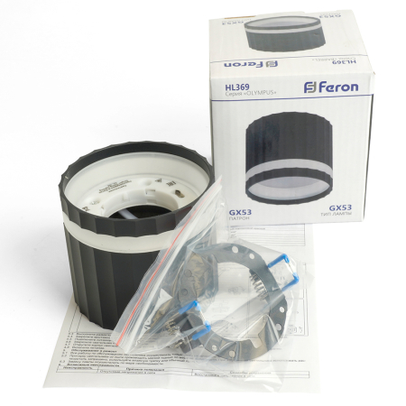 Светильник потолочный Feron HL369 12W, 230V, GX53, черный 48678