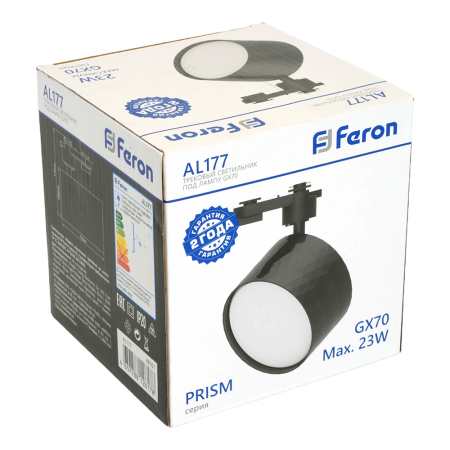 Светильник Feron AL177 трековый однофазный на шинопровод под лампу GX70, черный 48701