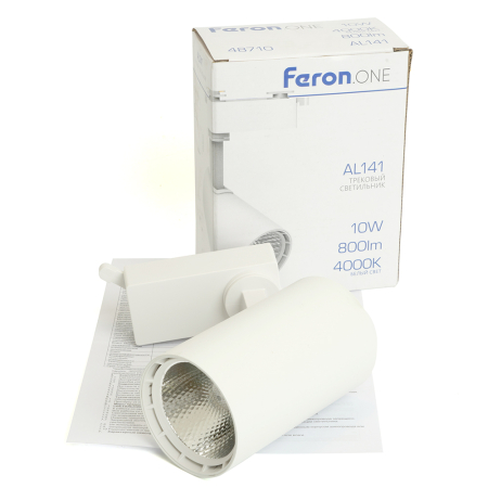 Светодиодный светильник Feron.ONE AL141 трековый однофазный на шинопровод 10W 4000K 35 градусов белый 48710
