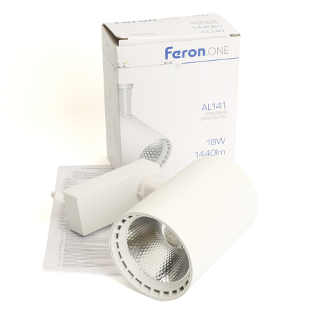 Светодиодный светильник Feron.ONE AL141 трековый однофазный на шинопровод 18W 4000K 35 градусов белый 48712