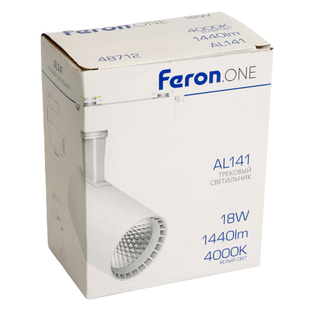 Светодиодный светильник Feron.ONE AL141 трековый однофазный на шинопровод 18W 4000K 35 градусов белый 48712