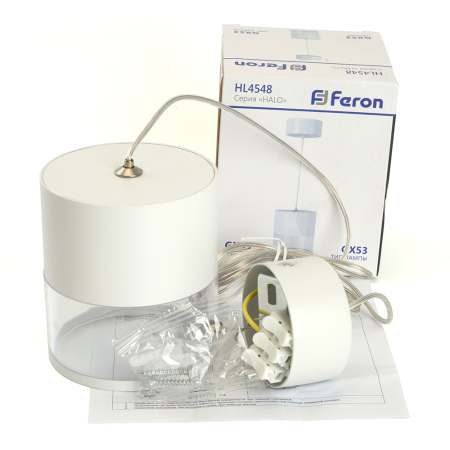 Светильник потолочный Feron HL4548 на подвесе GX53 12W 230V, белый 85*80 48748