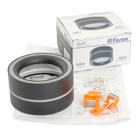 Светильник потолочный Feron HL455 12W, 230V, GX53, черный 48753