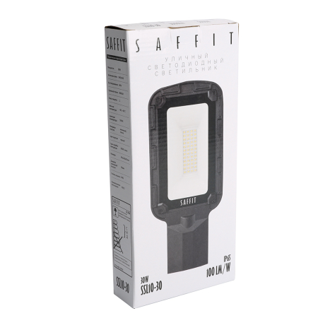 Светодиодный уличный консольный светильник SAFFIT SSL10-30 30W 5000K 230V, черный 55232
