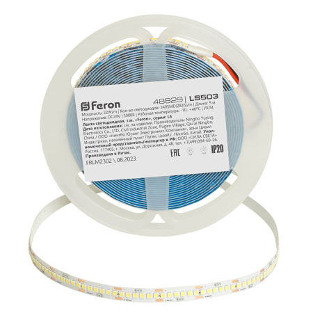 LS503 240SMD(2835)/м 22Вт/м 24V 5000*10*1.22мм 3000К, IP20 FERON 48829