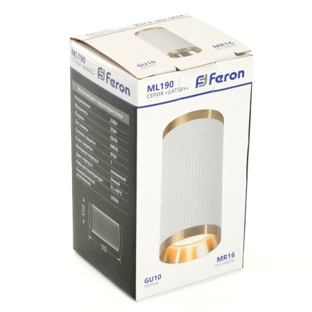 Светильник потолочный Feron ML190 Barrel GATSBY MR16 GU10 35W 230V, белый + античное золото 48852