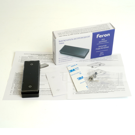 Выключатель беспроводной FERON TM84 SMART одноклавишный  на 2 направления, стекло, черный 48878