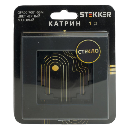 Рамка 1-местная, стекло, STEKKER GFR00-7001-05М, серия Катрин, черный матовый 49600