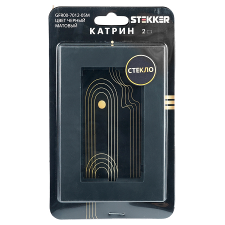 Рамка  2-местная (без перемычки), стекло, STEKKER, GFR00-7012-05М, серия Катрин, черный матовый 49605