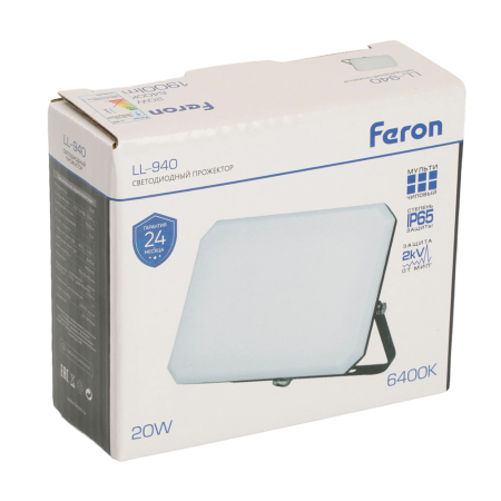 Светодиодный прожектор Feron LL-940 IP65 20W 6400K 51043