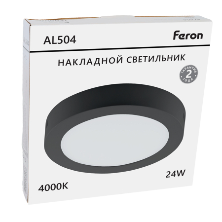 Светодиодный светильник Feron AL504 накладной 24W 4000K черный 51075