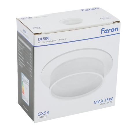 Светильник встраиваемый Feron DL500 потолочный GX53 белый круг 51085