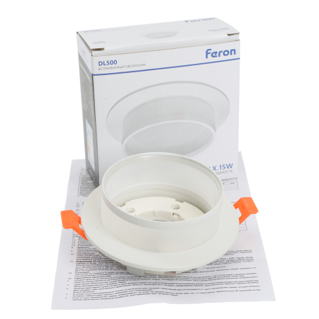 Светильник встраиваемый Feron DL500 потолочный GX53 белый круг 51085
