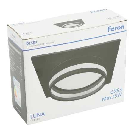 Светильник встраиваемый Feron DL503 LUNA потолочный GX53 черный квадрат 51092