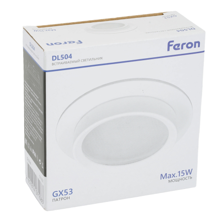 Светильник встраиваемый Feron DL504 потолочный GX53 белый круг IP44 51101