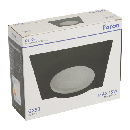 Светильник встраиваемый Feron DL505 потолочный GX53 черный квадрат IP44 51104