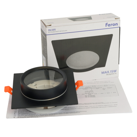 Светильник встраиваемый Feron DL505 потолочный GX53 черный квадрат IP44 51104