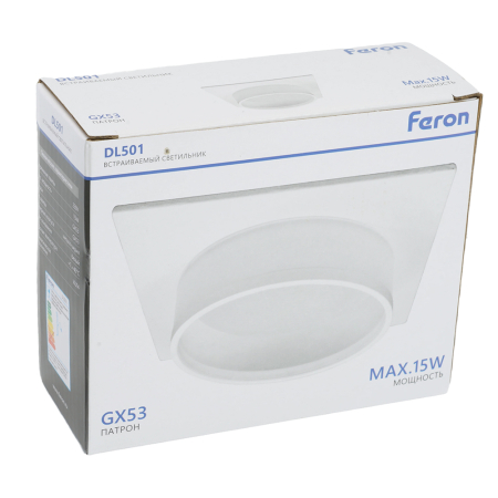 Светильник встраиваемый Feron DL501 потолочный GX53 белый квадрат 51087