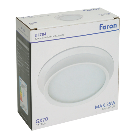 Светильник встраиваемый Feron DL704 потолочный GX70 белый круг IP44 51105