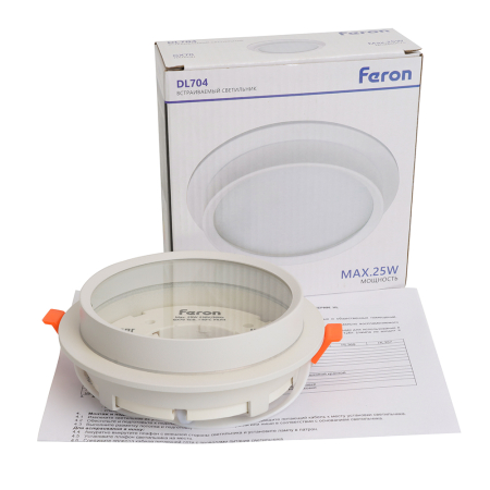Светильник встраиваемый Feron DL704 потолочный GX70 белый круг IP44 51105