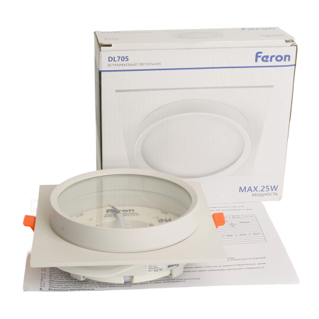 Светильник встраиваемый Feron DL705 потолочный GX70 белый квадрат IP44 51107