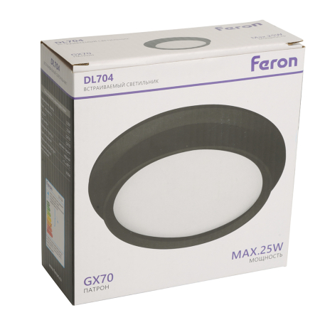 Светильник встраиваемый Feron DL704 потолочный GX70 черный круг IP44 51106
