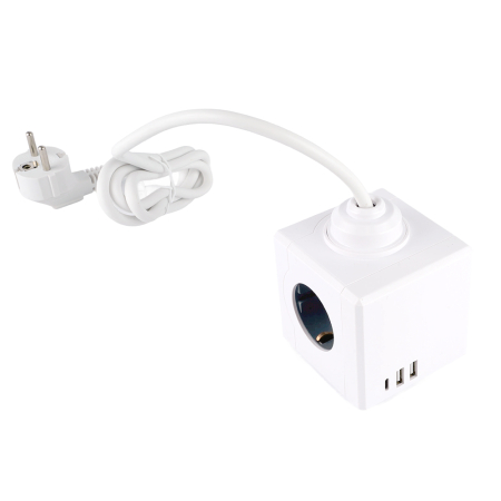 HM10-41-01 Удлинитель 3-местный с/з, 3x1мм2, 1.5м, 250В, 16А, 2USB+1С, 5V 3,1А, серия Comfort, белый 49571