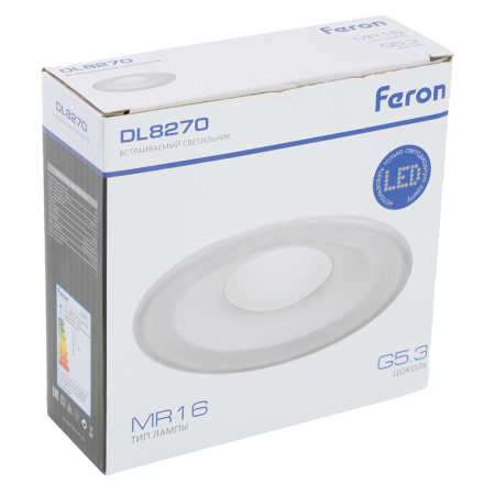 Светильник встраиваемый Feron DL8270 потолочный MR16 G5.3 матовый белый 51152