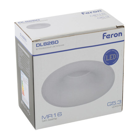 Светильник встраиваемый Feron DL8260 потолочный MR16 G5.3 прозрачный, белый 51149
