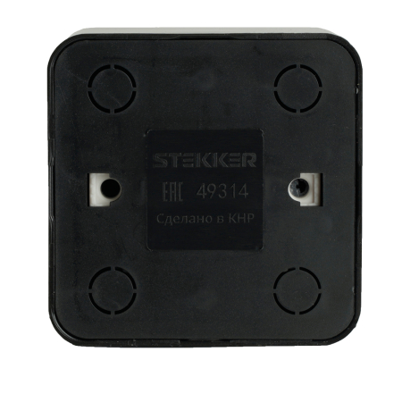 Розетка 1-местная с/з открытой установки, STEKKER, 250В, 16А, IP20, серия София, черный, MST16-11-02 49314