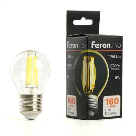 Лампа светодиодная Feron.PRO LB-1708 Шарик E27 1280LM 8W 175-265V 2700K 51253