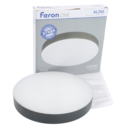 Светодиодный светильник Feron AL266 накладной 24W 4000K черный 51300