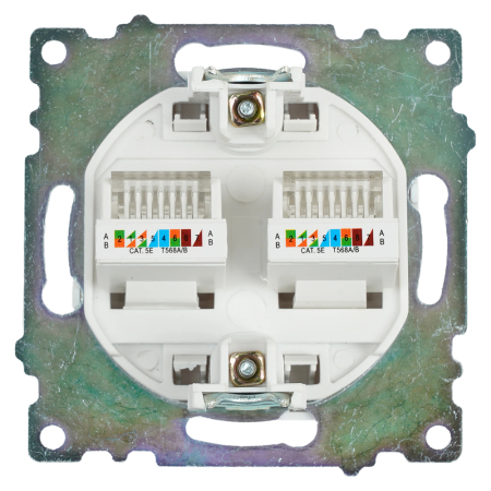 Розетка компьютерная 2-местная RJ-45 (механизм) STEKKER GLS00-7109-01 , серия Катрин, белый 50003