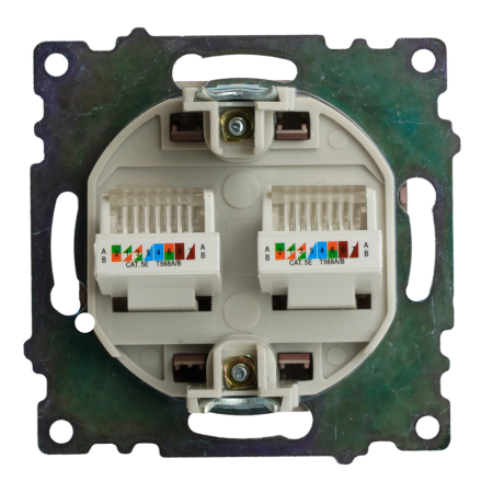 Розетка компьютерная 2-местная RJ-45 (механизм) STEKKER GLS00-7109-04, серия Катрин, шоколад 50006