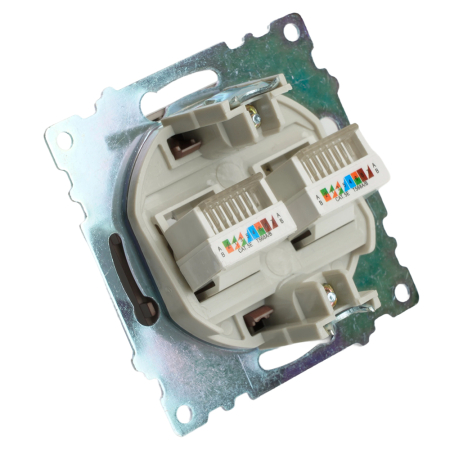 Розетка компьютерная 2-местная RJ-45 (механизм) STEKKER GLS00-7109-04, серия Катрин, шоколад 50006